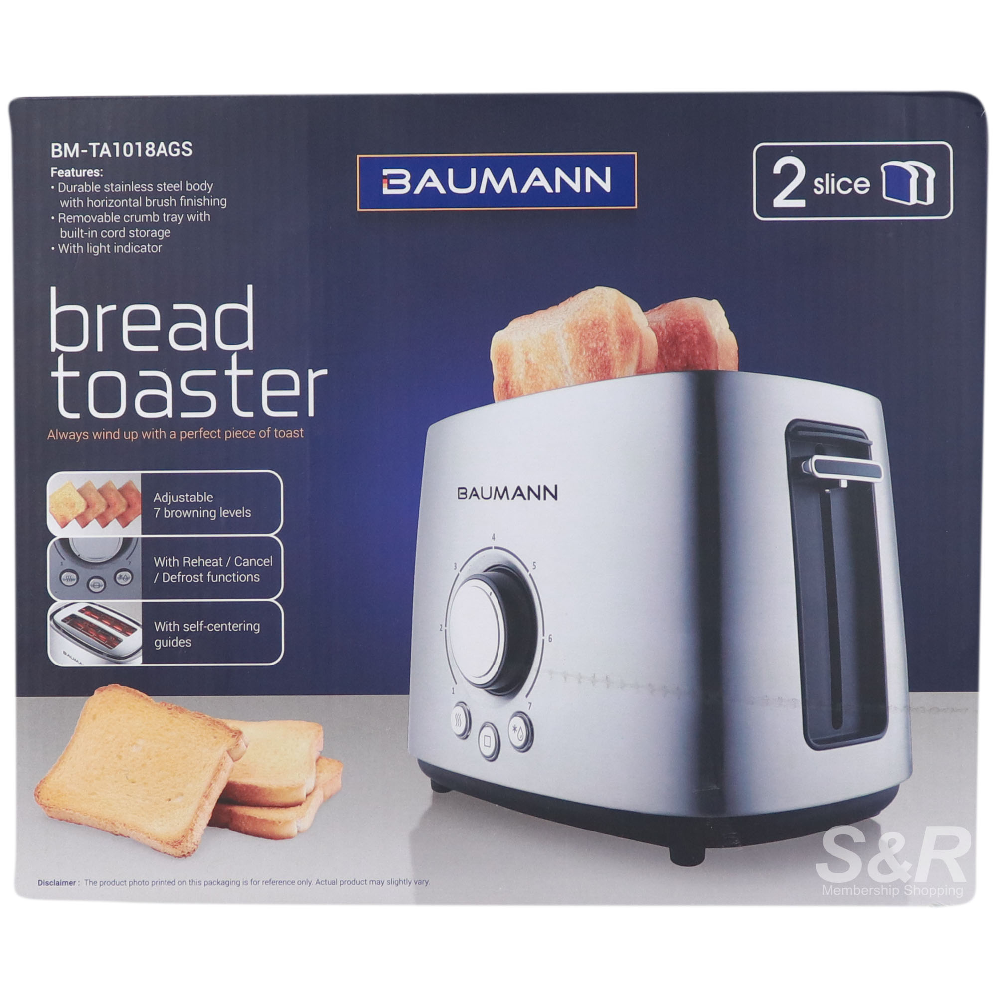 Baumann 2 slice Bread Toaster BM-TA1018AGS